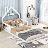 Harper & Bright Designs Twin House Bed Frame with Solid Wood Slats - White Harper & Bright Designs