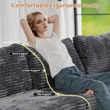 ovios Modular Sectional Sofa Couch with L-Shape Chaise Ottoman, Comfy Plush Corduroy Cloud Couches, Modern Deep Seat Sofas Set for Living Room, 5-Seater, Grey ovios