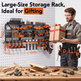 YFFSRJDJ Extra Large Power Tool Organizer Wall Mount with Charging Station, 12 Drill Holders Heavy Duty with 8-Outlet Power Strip, Garage Cordless Drill Storage and Organization, Battery Utility Rack YFFSRJDJ