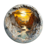 Wooden Puzzles for Adults, 3D Vision Effects Inside The Cave Wooden Jigsaw Puzzles for Adults, Unique Shape, Mountain Rivulet Sunset Landscape Wood Puzzles Adult, Home Decor (S-8.5 * 8.5in-100 pcs) Pijesaksa