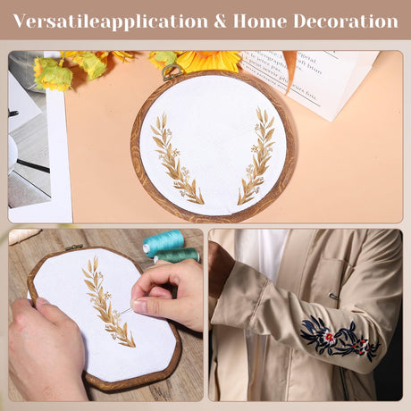9Pcs Embroidery Hoop Frame Imitated Wood Decorative Embroidery Hoop Circle Oval Octagonal Cross Stitch Hoops for Display Sewing Craft Hanging Ornament(Various Sizes) Josojoou