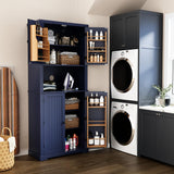 HLR 72" Kitchen Pantry Storage Cabinet, Freestanding Larder Cupboard, Kitchen Hutch Cabinet with Microwave Stand,Utility Pantry with Doors and Shelves for Dining Room, Living Room, Laundry HLR