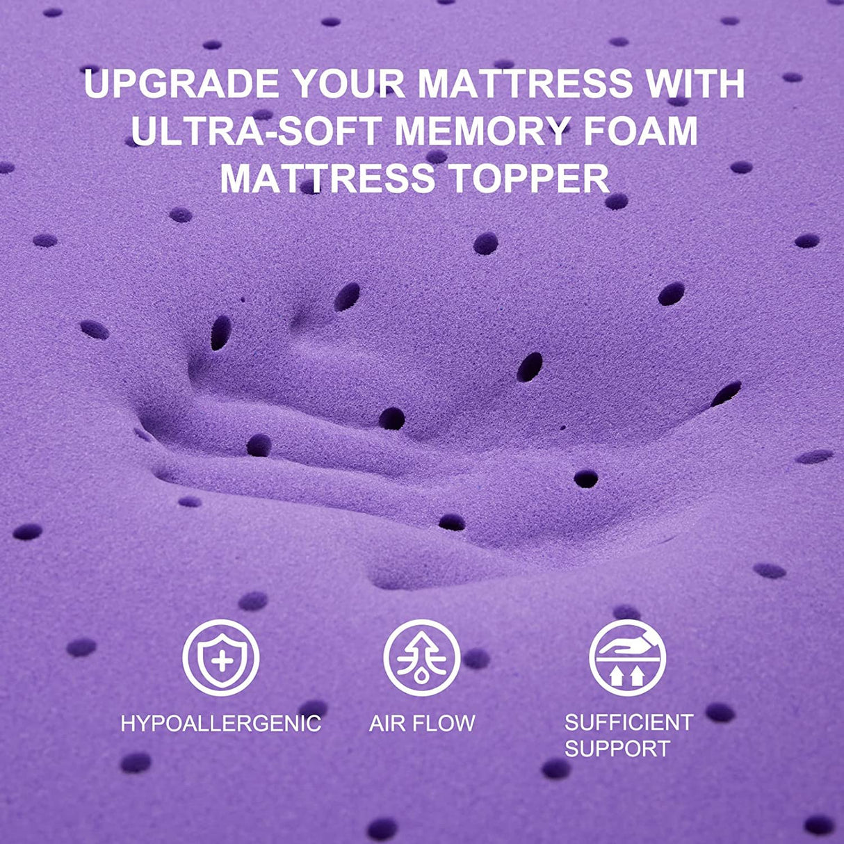 SINWEEK 1.5 Inch Gel Memory Foam Mattress Topper Ventilated Soft Pressure Relieve Mattress Pad, Breathable Bed Topper, CertiPUR-US Certified, Queen Size SINWEEK