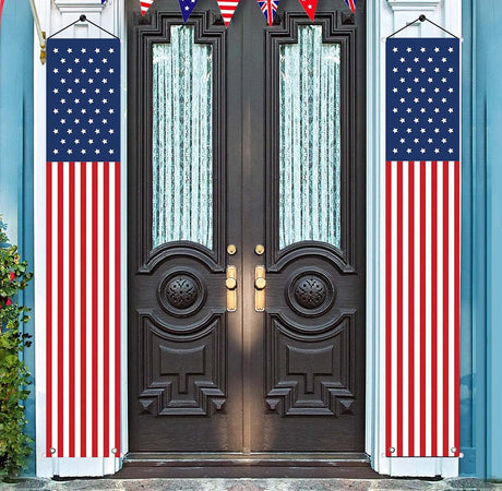 4th of July Independence Day Decorations Memorial Day Decor Indoor and Outdoor Hanging American Flag Banners (2 Pcs) YOYNIIRE
