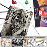 MARTCOLOR Charcoal Drawing Set, Set of 23, Graphite Pencils, Black & White Charcoal Pencils for Drawing, Sketching, Shading, Blending, Artist Pencils for Beginners & Pro Artists ﻿ MARTCOLOR