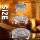 VIVIRBIEN 3PCS Wood Risers for Decor Mini Wooden Stool Display Stand with Removable Feet Farmhouse Rustic Decor Risers for Display Decorative Wood Pedestal Stand for Candles, Plants, Cups VIVIRBIEN
