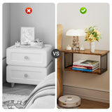 Floating Nightstand Set of 2, 2-Tier Floating Shelves Wall Mounted,Floating Bedside Table Wall Shelf,Display Wall Shelves for Bedroom,Living Room, Bathroom, Kitchen,Rustic Brown YUJSBHJAN