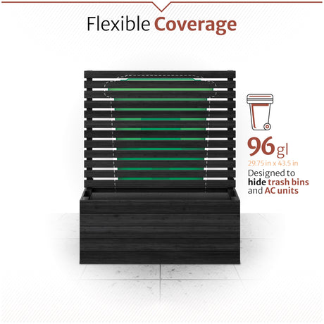 4 ft H x 3.5 ft W x 1.2 ft L Enclo Wood Privacy Screen with Planter Box, Raised Garden Bed with Trellis for Climbing Plants Outdoor, Privacy Planter for Patio, Balcony or Deck, Tacoma Charcoal EC18048 Enclo Privacy Screens