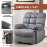 Ketaiyou Rocker Recliner Chair, Overstuffed Large Manual Rocking Recliner for Adults, Upholstered Comfy Soft Fabric Living Room Reclining Sofa Chair(Gray) Ketaiyou