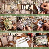 icceemee Scrapbooking Supplies Kit,Green Garden Scrapbooking Kit for Bullet Junk Journaling, Stationery, A6 Grid Notebook, Floral DIY Note-Taking Supplies, Birthday Craft Gift for Teen Girls icceemee