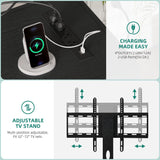 YITAHOME Black TV Stand for Living Room with Height Adjustable Mount, Entertainment Center for 70/65 Inch TVs w/LED Lighting, 4 Power Outlets & USB Ports, Modern Media Console with Storage Shelves YITAHOME