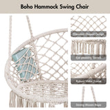ANOW Macrame Hammock Chair with Stand, Heavy Duty Hanging Chair Stand with Swing Chair, Includes Luxury Padded Cushion, Max 330 Lbs, Natural ANOW