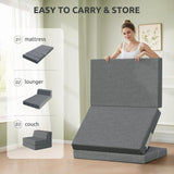 Youzi Folding Sofa Bed, Foldable Mattress for Bedroom and Living Room, 6 Inches Single Four-fold Floor Sofas for Guests, Sofa Bed Chair Floor Mattress with Washable Cover, Dark Gray, 75" x 25" x 6" Youzi