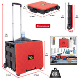 dbest products Quik Cart Collapsible Rolling Crate on Wheels for Teachers Tote Basket 80 lbs Capacity, Made from Heavy Duty Plastic and used as a Seat, Standard, Red dbest products