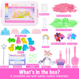 Carolart Unicorn Sensory Bin, Castle Molds, Sand Art Kit for Boys and Girls, Squishy Sand for Toddlers 3+ Carolart