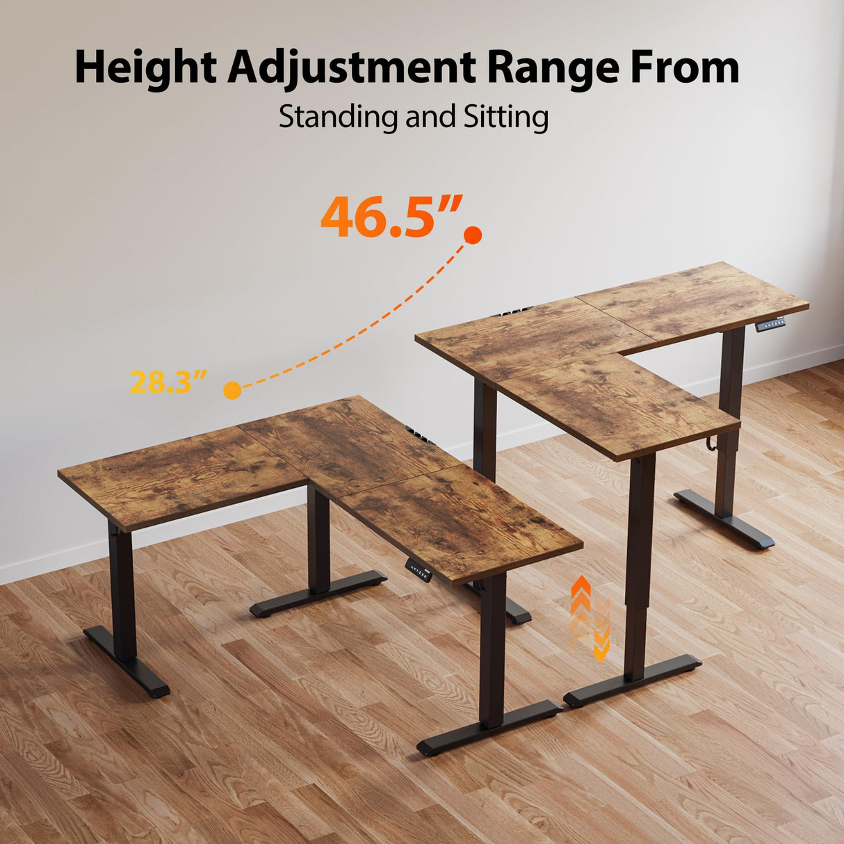 Agilestic 59 Inch L Shaped Standing Desk Adjustable Height, Electric Corner Standing Desk, Sit Stand Computer Table with Splice Board, Rustic Brown Agilestic
