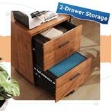DEVAISE 2 Drawer Wood File Cabinet, Mobile Lateral Filing Cabinet with Storage, Letter Legal Size, Walnut DEVAISE