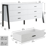 LIKIMIO 6 Drawer Double Dresser for Bedroom, 59" Chest of Drawers, White Dresser, TV Stand Large Storage Organizer Furniture in Living Room,Closet,Hallyway LIKIMIO