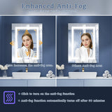 ExBrite LED Lighted Bathroom Medicine Cabinet with Mirror, 24 x 30 Inch, Recessed or Surface Mount, Anti-Fog, Stepless Dimming, Color Temperature Adjustment, 2 Outlets, Storage Shelves, Right Hinge ExBrite