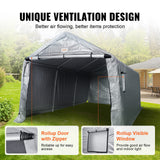VEVOR 10x15 ft Instant Garage Portable Carport Car Canopy, Outdoor Portable Storage Shed with Roll-up Zipper Door and Ventilated Windows for Cars, Garden Tools VEVOR