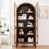 70.9'' Tall Arched Display Cabinet with Acrylic Glass Doors, Modern 5-Tier Arched Bookcase, Kitchen Pantry Storage Cabinet Curio Cabinets for Living Dining Room (Walnut, 31.5‘’W) Lxsxlome