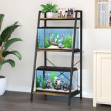 GDLF 5-10 Gallon Fish Tank Stand with Plant Shelf Metal Aquarium Stand with Storage Shelf Fits Turtle Tank, Reptile Tank GDLF