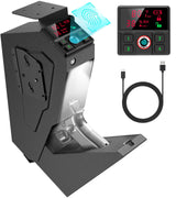 QINGENO Quick-Access Mounted Nightstand Handgun Gun Safe, Drop Down Auto Open Lid Smart Pistol Safe with Biometric Lock/Keypad Lock/Key Lock (QG8002F Biometric) QINGENO