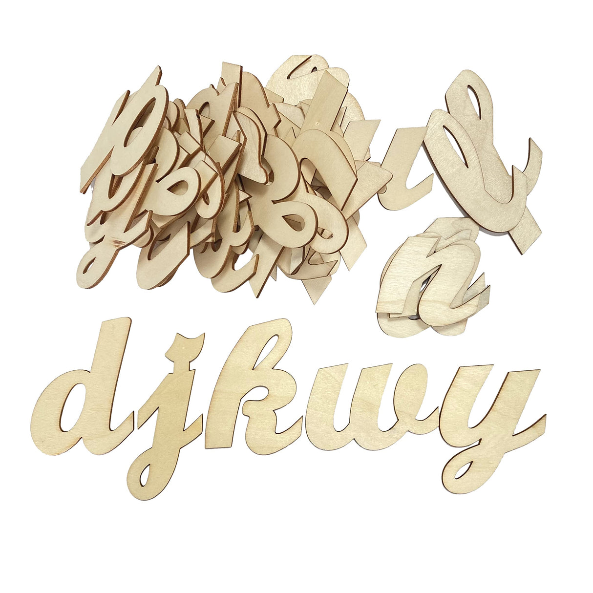 3 Inch 284 Pieces Wooden Letters Unfinished Wood Letters for Crafts Cursive Alphabets with Extras Cregugua