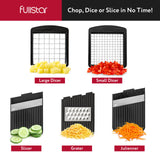 Fullstar All-in-1 Vegetable Chopper, Mandoline Slicer & Cheese Grater - French Fry Cutter & Veggie Dicer - Cheese Slicer - Includes Bonus Handheld Spiralizer (6 in 1, Black/White) fullstar