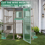 Catio Outdoor Cat Enclosure Large Cat House Catio Window for Mulitiple Cats Walk-in Kitty Cage with 5 Platforms 3 Access Doors Tarp Roof 67.7" H Magazoopet