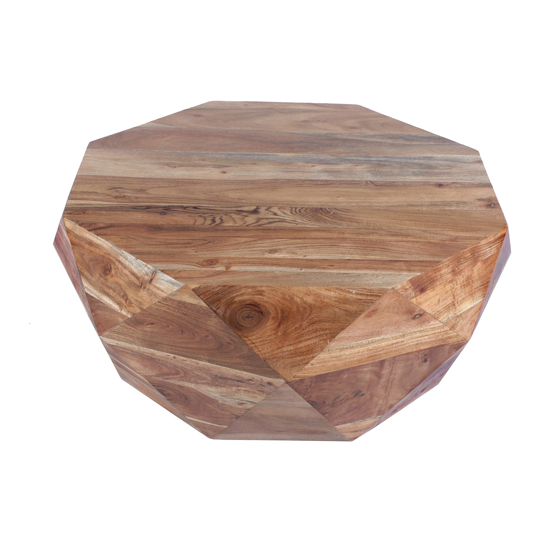 The Urban Port 33-Inch Diamond Shape Acacia Wood Coffee Table with Smooth Top, Natural Brown - WoodArtSupply