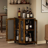JKsmart Corner Storage Cabinet with Open Shelf, 3-Tier Industrial Wine Bar Cabinet with Door, Industrial Corner Cabinet for Kitchen, Living Room, Dining Room, Rustic Brown JKsmart