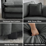 mikibama Modular Sectional Sofa, 111.5 Inch U Shaped Couch Set for Living Room, 3-Seater Comfy Cloud Couches with Movable Ottoman, DIY Combination, Chenille, Grey mikibama