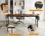 ODK 71 Inch Large Computer Desk Home Office Desk, Long Modern PC Desk Work Table with Headphone Hook & Fabric Bag for Storage, Spliced Board, Rustic Brown ODK