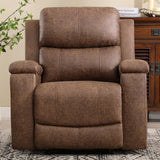 CANMOV Leather Recliner Chair Set of 2, Classic and Traditional Manual Recliner Chair with Overstuffed Arms and Back, Manual Single Sofa with Concealed Cup Holders,Nut Brown CANMOV