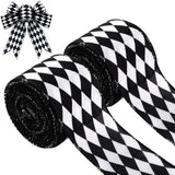 2 Rolls Christmas Checkered Ribbon Black and White Check Ribbon Diamond Check Wired Edge Ribbon Diamond Pattern Decorative Ribbons for Christmas Fall Tree Wrapping DIY Crafts (2.6 Inch) MTLEE