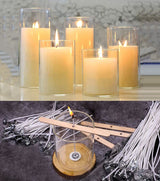pice QPZ 200 ft Braided Candle Wicks 100% Cotton 21 PLY for Candle Pillars in 1 3/4 inch Dia, for Paraffin Wax Soy Beeswax Candle Making, Sold Separately 200 PCS Candle Wick Sustainer Tabs Metal 14mm pice