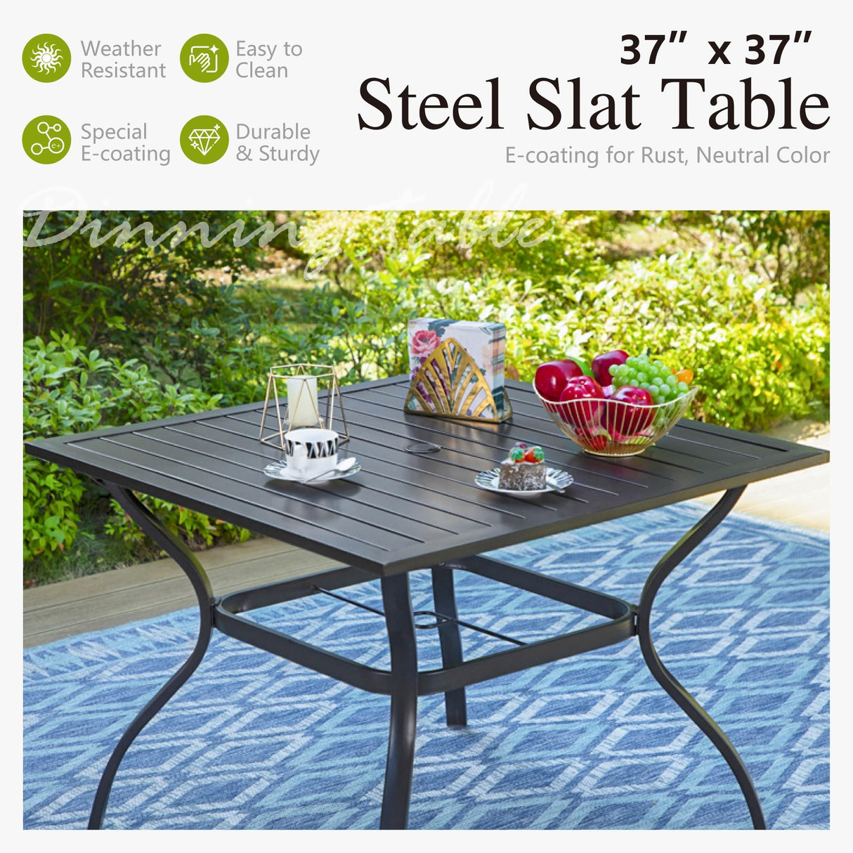 Sophia & William Patio Dining Set with Umbrella 6 Pieces, Outdoor Table and Chairs with 10ft Patio Beige Umbrella(No Base), Weather-Resistant for Garden, Backyard, Lawn, Balcony Sophia & William
