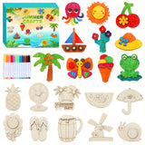 Worgree Summer Crafts for Kids, 36 Pcs DIY Wooden Magnets Art Craft Supplies Painting Kit for Boys Girls Ages 4-8 8-12 Birthday Party Gifts Summer Activities School Classroom Prizes Worgree