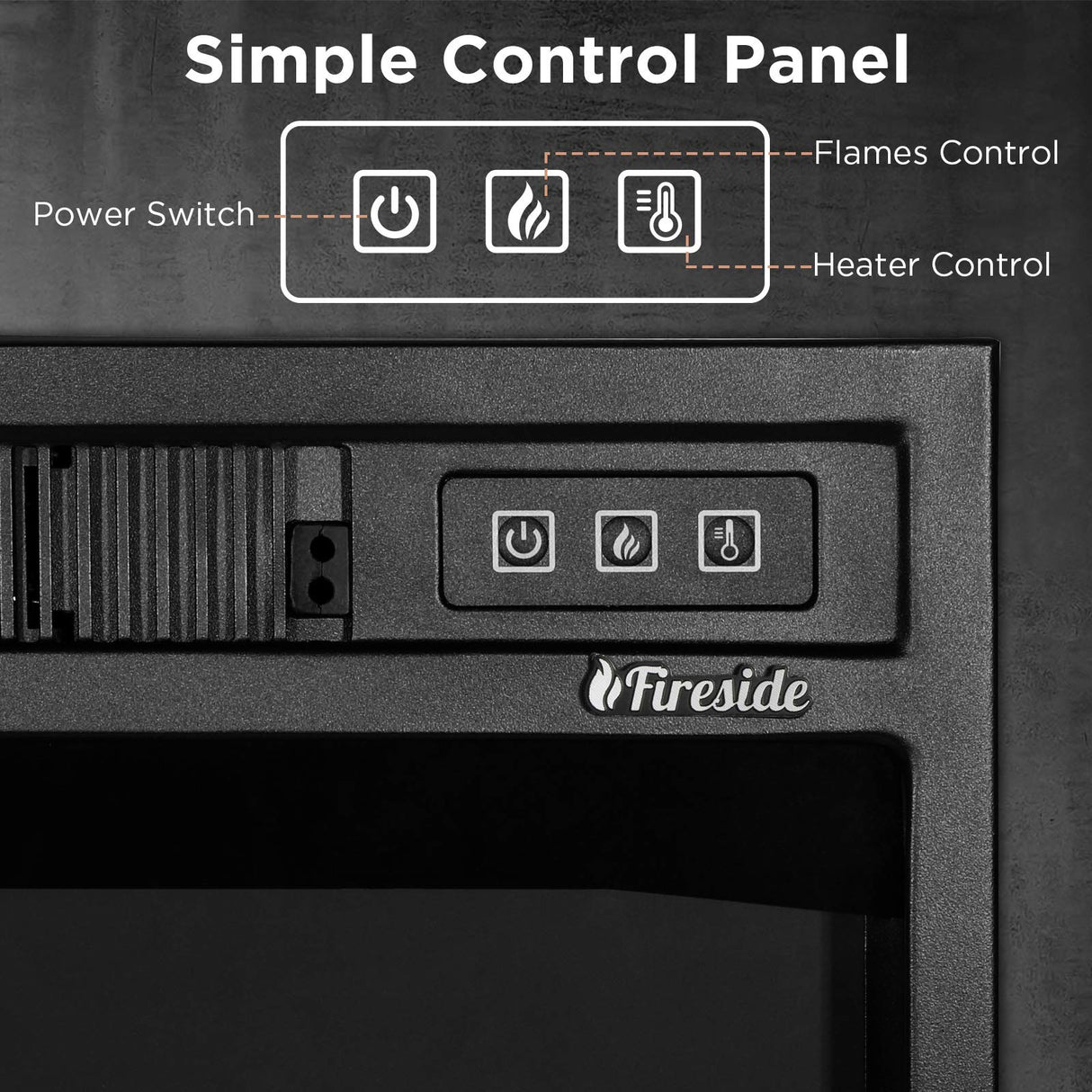 TURBRO Fireside FS23 Realistic Flames Electric Fireplace, Remote Control, 3 Adjustable Brightness Flames TURBRO