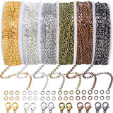 Jishi Chains Jewelry Making Supplies, 60ft Cable Link Chains for Making Jewelry Necklace Earring Bracelet Findings DIY Craft Kit for Adults, 6-Color 2mm Gold Silver Copper Plated Metal Link Rolls Bulk Jishi