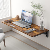 Need Wall Mounted Desk - Heavy Duty Folding Work Table Length 36" Width 20"/Small Space Hanging Desk Perfect Addition to Home/Office/Kitchen & Dining Room Rustic Brown AC15-9050FG-ND Need