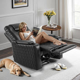 MCombo Zero Gravity Oversized Power Recliner Chair for Adults with Power Headrest & LED Light, Faux Leather Recliner Chair for Living Room & Home Theater, USB Port, Armrest Storage HTS401 MCombo