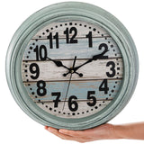 ZENFUN 12'' Rustic Wall Clock, Silent Non Ticking Clock Quartz Wall Clock Battery Operated, Country Style Wall Decoration for Kitchen Living Room Home, Office, School, Large Numbers, Green ZENFUN