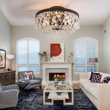 KSRYSZCQ Black Crystal Ceiling Light 4 Light Semi Flush Mount Ceiling Light Crystal Close to Ceiling Light Fixtures for Bedroom Living Room Kitchen Hallway KSRYSZCQ