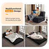VINGLI Futon Sofa Bed Black Sleeper Sofa Chair Bed Floor Sofa Twin Small Couch Folding Mattress Couches for Living Room Floor Chair Freestanding RV Futon Couch for Indoor and Outdoor VINGLI