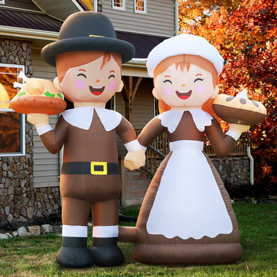6ft Tall LED Lighted Inflatable Pilgrim Boy and Girl – Thanksgiving Holiday Yard Decoration for Outdoors, Christmas, Fall Decor – Blow Up Lawn Decorations with Built-in LED Lights for Garden, Party