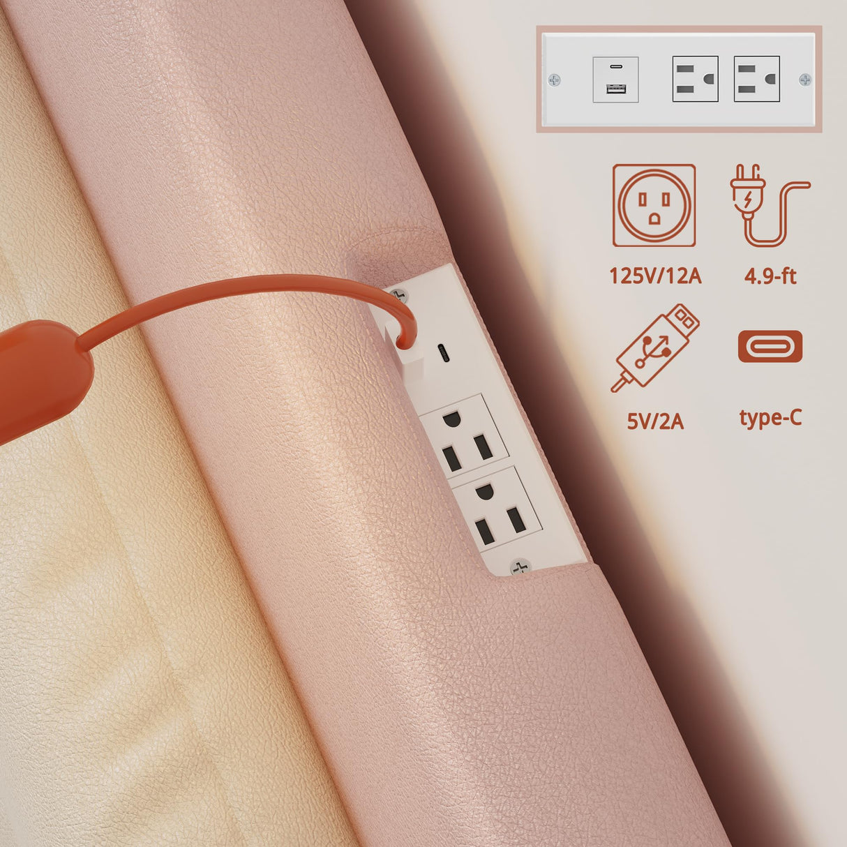 LIKIMIO Full Floating Bed Frame, Platform Bed Frame with Leather Upholstered Headboard,LED Light & Charging Station, Solid Wood Slats Support, No Box Spring Needed, Pink LIKIMIO