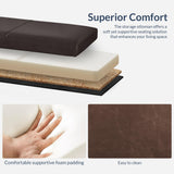 BELLEZE 47 Inch Storage Ottoman, Faux Leather Storage Bench Bedroom Bench with Safety Close Hinge, Ottoman with Storage for Living Room, Entryway, Hallway, Foot Rest, Support 300lbs - Brown BELLEZE