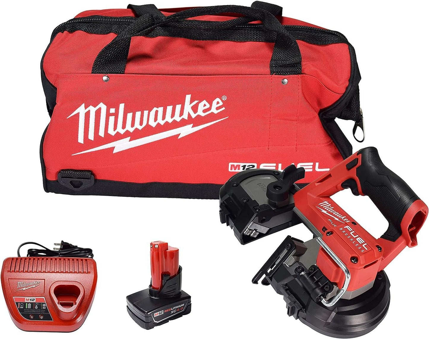 Milwaukee 2529-21XC M12 FUEL 12-Volt Lithium-Ion Cordless Compact Band Saw XC Kit with One 4.0 Ah Battery, Charger and Tool Bag - WoodArtSupply